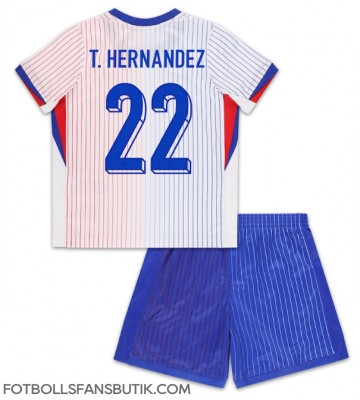 Frankrike Theo Hernandez #22 Replika Bortatröja Barn EM 2024 Kortärmad (+ Korta byxor)